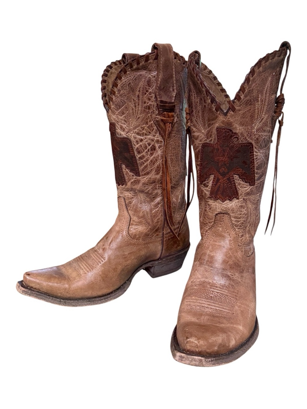 ARIAT WOMEN'S TAN THUNDERBIRD THRiLL COWGIRL BOOTS - SNIP TOE 6.5 - Picture 8 of 14
